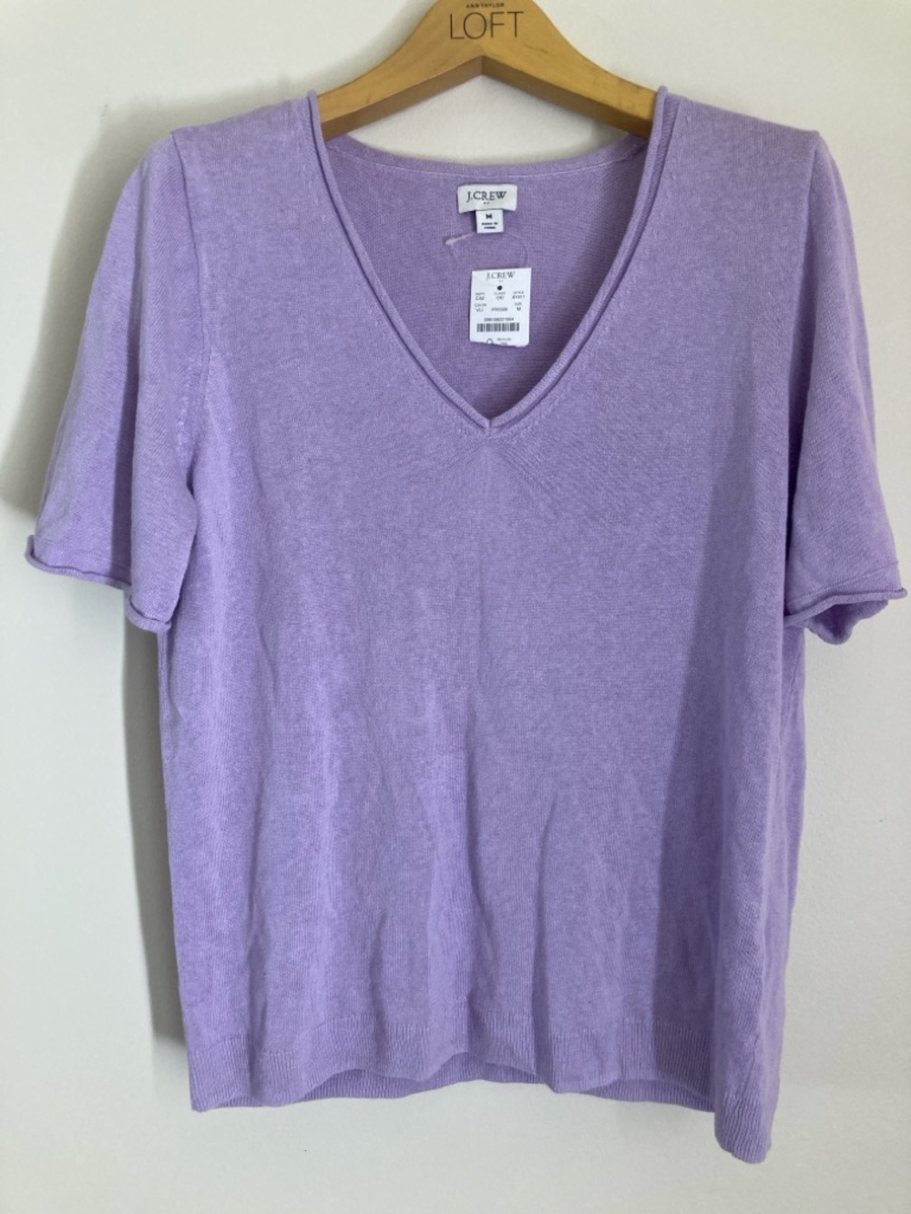 J. Crew Lavender V-Neck Short Sleeve Top NWT Size Medium